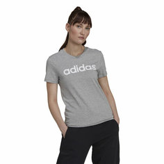 Футболка adidas Essentials Slim Logo Tee W, размер S INT, medium grey heather / white