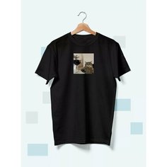 Футболка кот мем, размер XL, черный Hlopuska