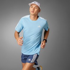Футболка adidas Own the Run 3-Stripes, размер M INT, semi blue burst / white