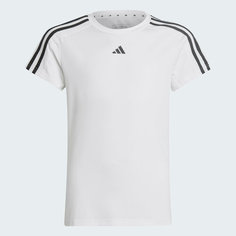 Футболка adidas Train Essentials AEROREADY 3-Stripes Slim-Fit, размер 116, white/black