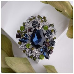 Брошь Queen Fair, стразы, стекло, фианит, разноцветный