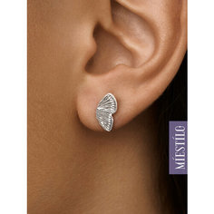 Серьги пусеты MIESTILO, серебро, 925 проба, родирование, длина 1.3 см, , серебристый
