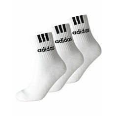 Носки adidas 3-Stripes Linear Half-Crew Cushioned Socks 3PP, комплект, 3 пары, размер XS, белый