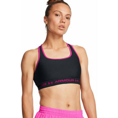 Топ спортивный Under Armour Crossback Mid Bra, размер S, черный/розовый