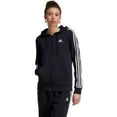 Толстовка спортивная adidas Essentials 3-Stripes Full-Zip Fleece Hoodie, размер XXS INT, , черный/белый