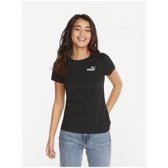 Футболка спортивная PUMA ESSENTIALS+ EMBROIDERY WOMENS TEE, размер XS, black
