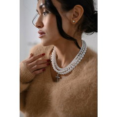 Колье Lunnitsa Soul, кристаллы Swarovski, жемчуг Swarovski синтетический, длина 40 см, серебристый/белый
