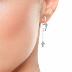 Серьги конго Sirius Jewelry, серебро, 925 проба, родирование, фианит, размер 15 мм, , белый