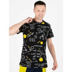 Футболка Трикотажные сезоны Футболка мужская летняя легкая хлопок большие размеры, размер 46, черный