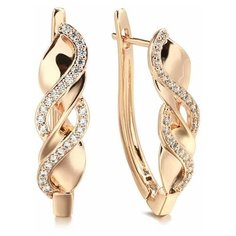 Серьги пусеты, искусственный камень, циркон, золотистый Нет бренда
