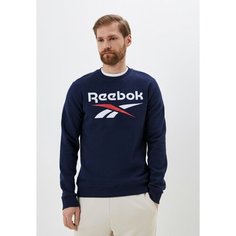 Толстовка спортивная Reebok Identity Fleece Stacked Logo Crew Sweatshirt, размер XS, , vector navy