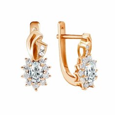 Серьги АУ-РУМопт, серебро, 925 проба, золочение, фианит, , белый/бесцветный