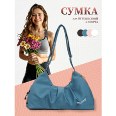 Сумка спортивная , 32 л, 51х32х51 см, ручная кладь, голубой Без бренда
