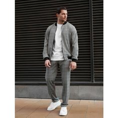 Костюм спортивный Klife Casual, размер 54, светло-серая клетка