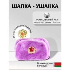 Шапка ушанка Шапка ушанка мужская, женская, утепленная, демисезон, зима для мужчин и женщин, размер 58, фиолетовый Нет бренда
