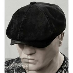 Кепка Kepi.su Grizzly кожаная шапка восьмиклинка замша с мехом для мужчин, размер 62, черная