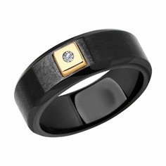Кольцо Diamant online, красное золото, 585 проба, керамика, бриллиант, размер 20, ширина 8 мм, прозрачный/черный