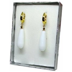 Серьги с подвесками AV Jewelry, агат, белый, золотой