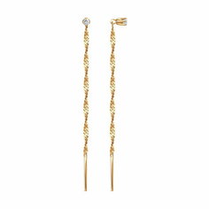 Серьги цепочки Diamant online, красное золото, 585 проба, фианит, длина 5.5 см, , прозрачный