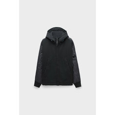 Куртка C.P. COMPANY diagonal raised fleece mixed quilted hooded sweatshirt, размер 48, черный