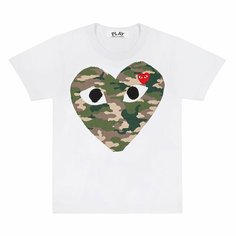 Футболка Comme des Garcons PLAY CDG Play Large Camouflage Heart T-Shirt, 1 шт., размер L, White / Camo