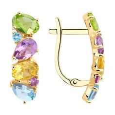 Серьги Diamant online, красное золото, 585 проба, хризолит, аметист, топаз, цитрин, длина 2.1 см, , мультиколор
