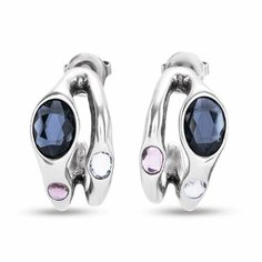 Серьги UNOde50, кристалл, серебряный