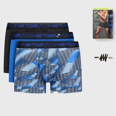 Трусы NIKE, комплект из 3 шт., размер M, синий, черный