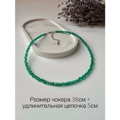 Чокер, бисер, стекло, хрусталь, длина 38 см, морская волна Нет бренда