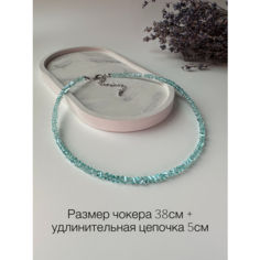 Чокер, стекло, хрусталь, кристалл, длина 38 см, голубой, бирюзовый Нет бренда
