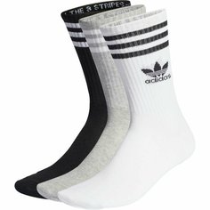 Носки adidas Mid Cut Crew Socks 3 Pairs, комплект, 3 пары, размер M, белый/серый/черный
