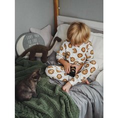 Пижама Mjolk, размер 92, черный, коричневый, белый