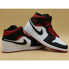 Кроссовки NIKE Air Jordan 1 Mid, полнота D, размер 10.5 US / 44.5 EUR, красный, черный, белый