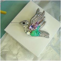 Брошь, кристаллы Preciosa, серебряный Cute Brooches
