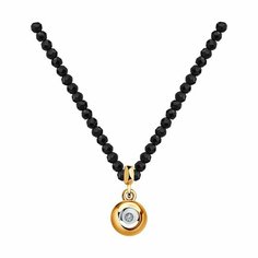 Колье Diamant online, красное золото, 585 проба, шпинель, бриллиант, длина 45 см., прозрачный
