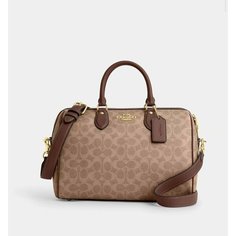 Сумка сэтчел Coach, фактура гладкая, бежевый