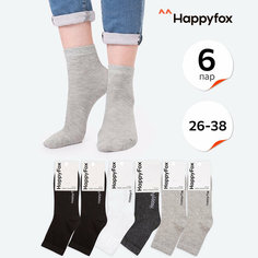 Носки Happyfox Для девочек, размер 22-24, , белый, черный, серый