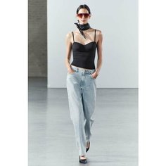 Джинсы широкие Zara, размер 36, голубой