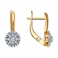 Серьги Diamant, красное золото, 585 проба, фианит, размер 15 мм, , бесцветный