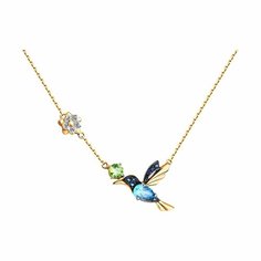 Колье Diamant online, красное золото, 585 проба, хризолит, фианит, топаз, длина 40 см., мультиколор