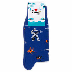 Носки St. Friday Носки с рисунками St.Friday Socks Звездный десант, размер 42-46, оранжевый, синий, белый