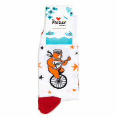 Носки St. Friday Носки с рисунками St.Friday Socks Ехали медведи на велосипеде, размер 42-46, оранжевый, черный, белый