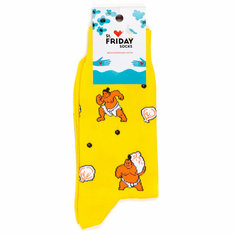 Носки St. Friday Носки с рисунками St.Friday Socks Метатель хинкали, размер 38-41, желтый, оранжевый, белый