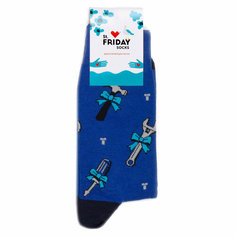Носки St. Friday Носки с рисунками St.Friday Socks Бантик всё стерпит, размер 42-46, голубой, синий, серый