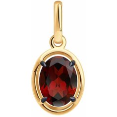 Подвеска Diamant, красное золото, 585 проба, гранат, размер 1.8 см., красный