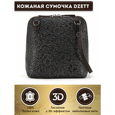 Сумка кросс-боди Dzett, фактура тиснение, черный, белый