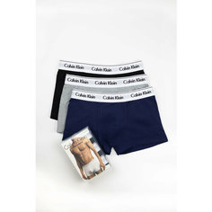 Трусы CALVIN KLEIN, комплект из 3 шт., размер S, черно-синий