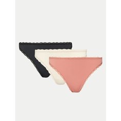 Трусы GUESS, комплект из 3 шт., размер M, черный/бежевый/розовый