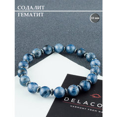 Браслет DELACOSTA, гематит, содалит, 1 шт., размер 16 см, размер XS, синий/белый/голубой