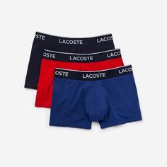Трусы LACOSTE, комплект из 3 шт., размер TS, темно-синий/красный/синий